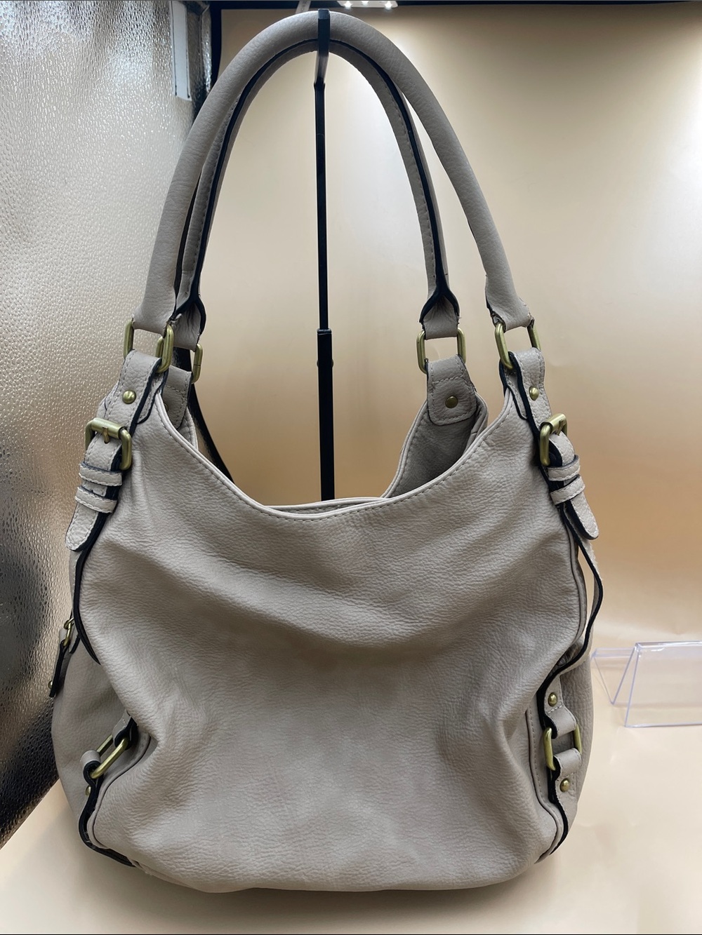 Merona Soft Pebbled Hobo Bag in Taupe Great Everyday